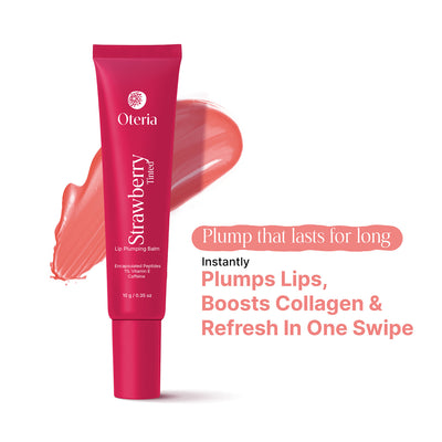 Strawberry Tinted Lip Plumping Balm | With Encapsulated Peptides, Vitamin E & Caffeine