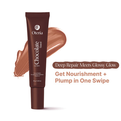 Chocolate Tinted Lip Balm | With Cocoa Butter, Encapsulated Peptides & Vitamin E | Smooth, Plump Lips