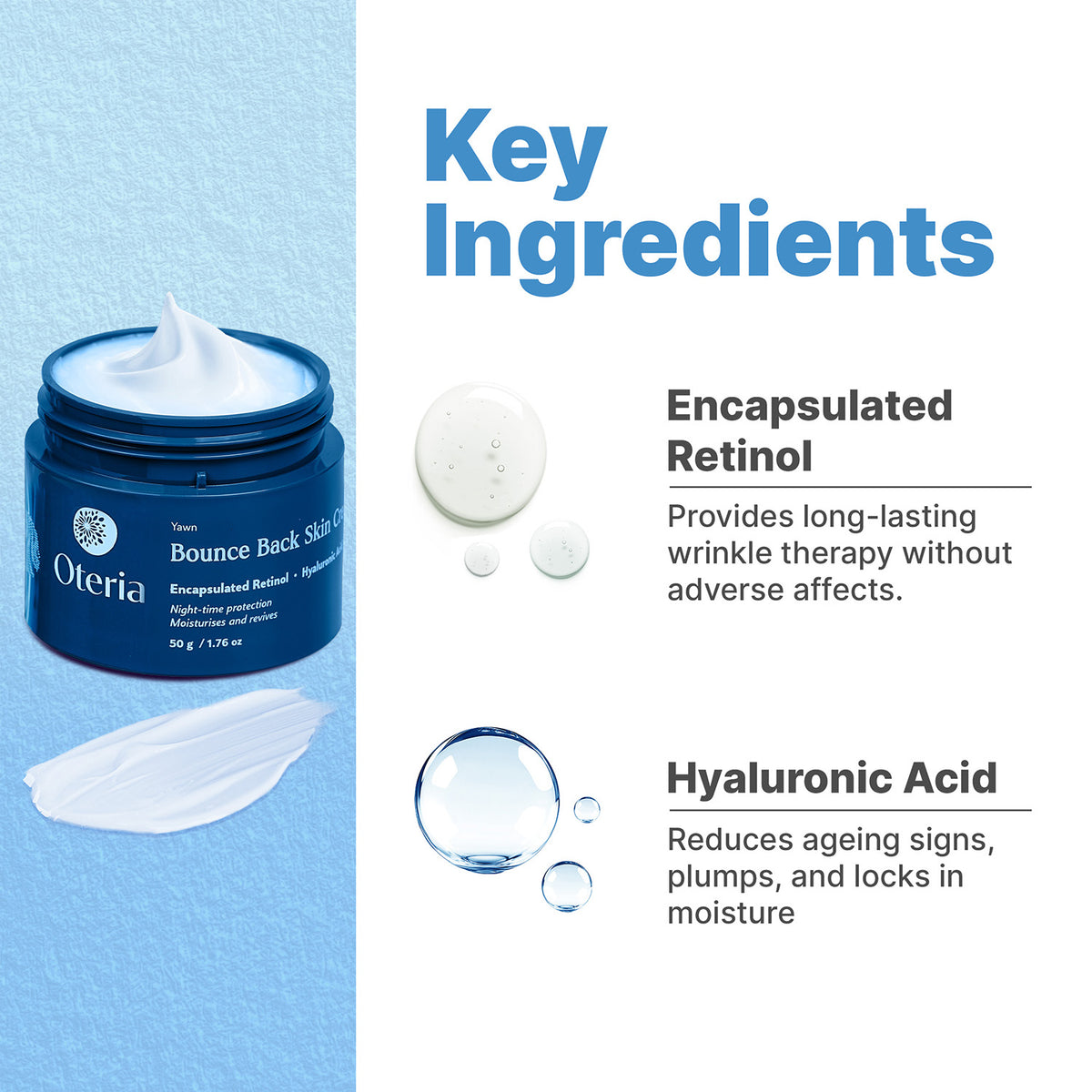 Bounce Back Skin Cream | With Encapsulated Retinol and Hyaluronic Acid | Night Skin Repair Cream