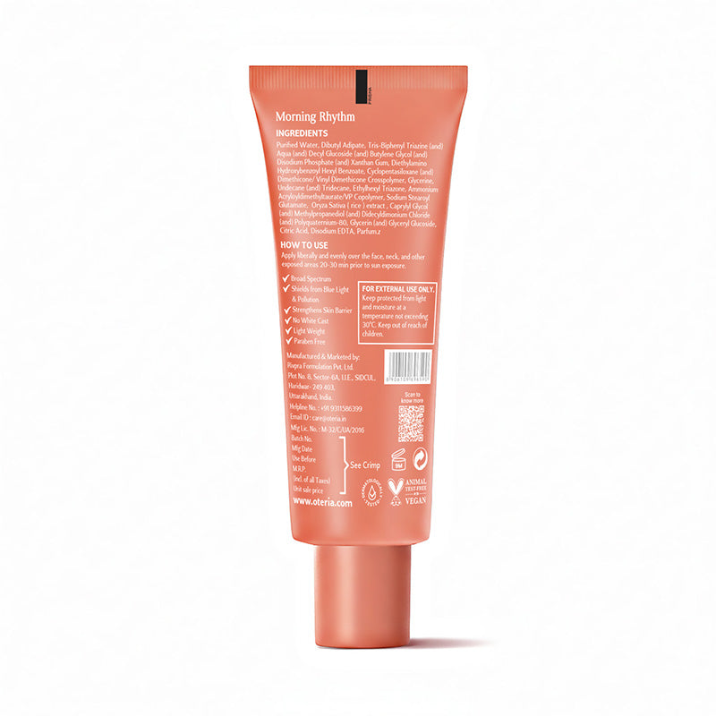 Back view of a skincare product tube with text on a white background