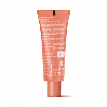 Back view of a skincare product tube with text on a white background